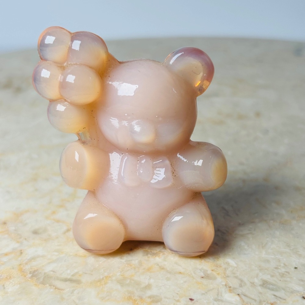 Vintage Boyd Glass‎ Patrick Balloon Bear Opaque Light Baby Pink 2002 Miniature